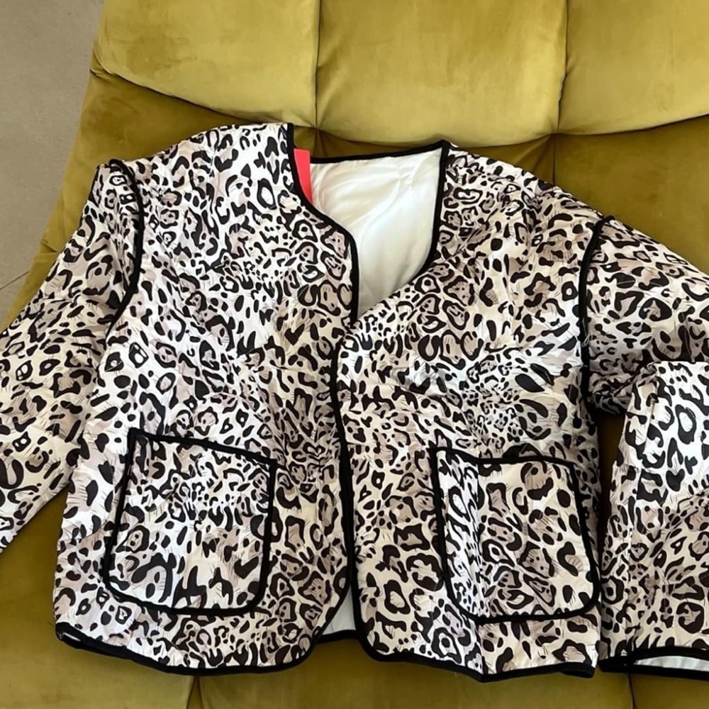 Leopard Print lightweight siring quilted style jacket casual free style - Picture 2 of 4